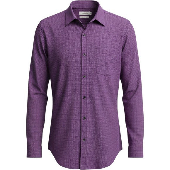 Calvin Klein Other - Calvin Klein Men's Button Down Shirt XL Slim Fit Purple Gingham Check PC728